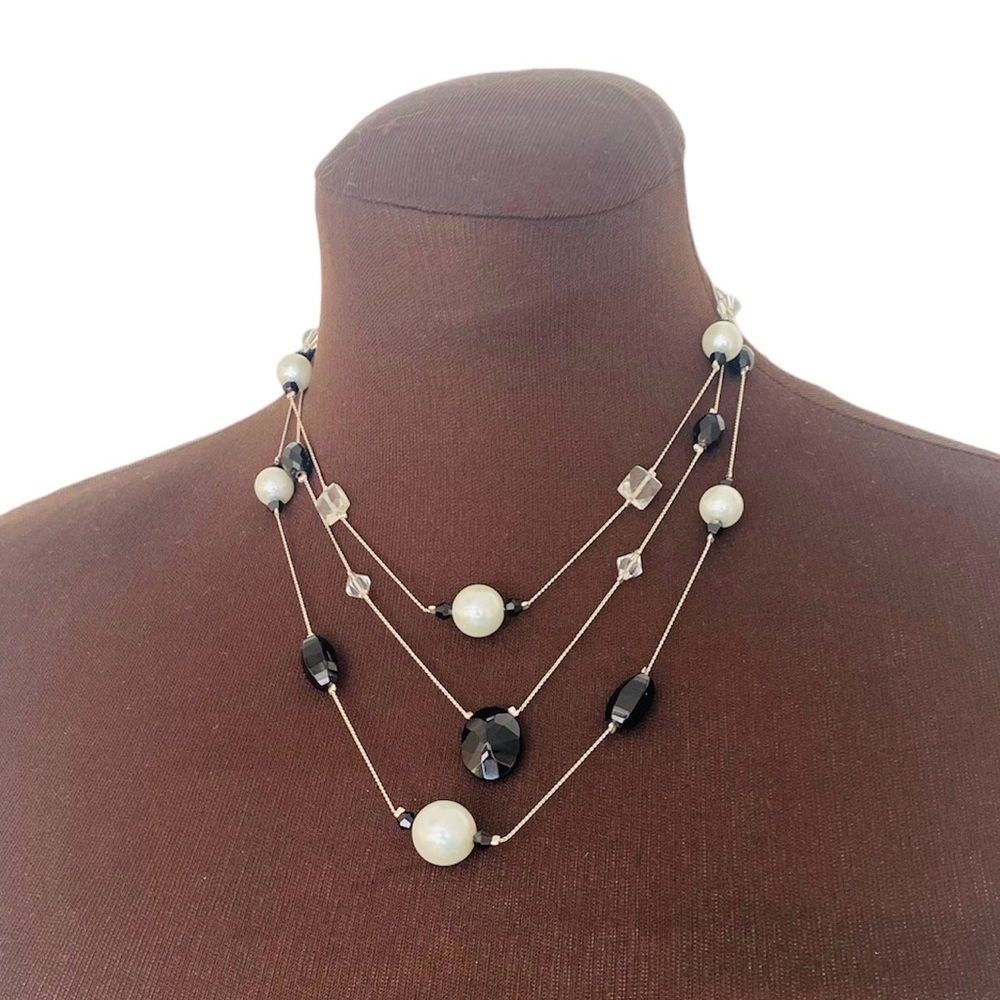 White House Black Market Multi Strand Bead Faux Pearl Necklace